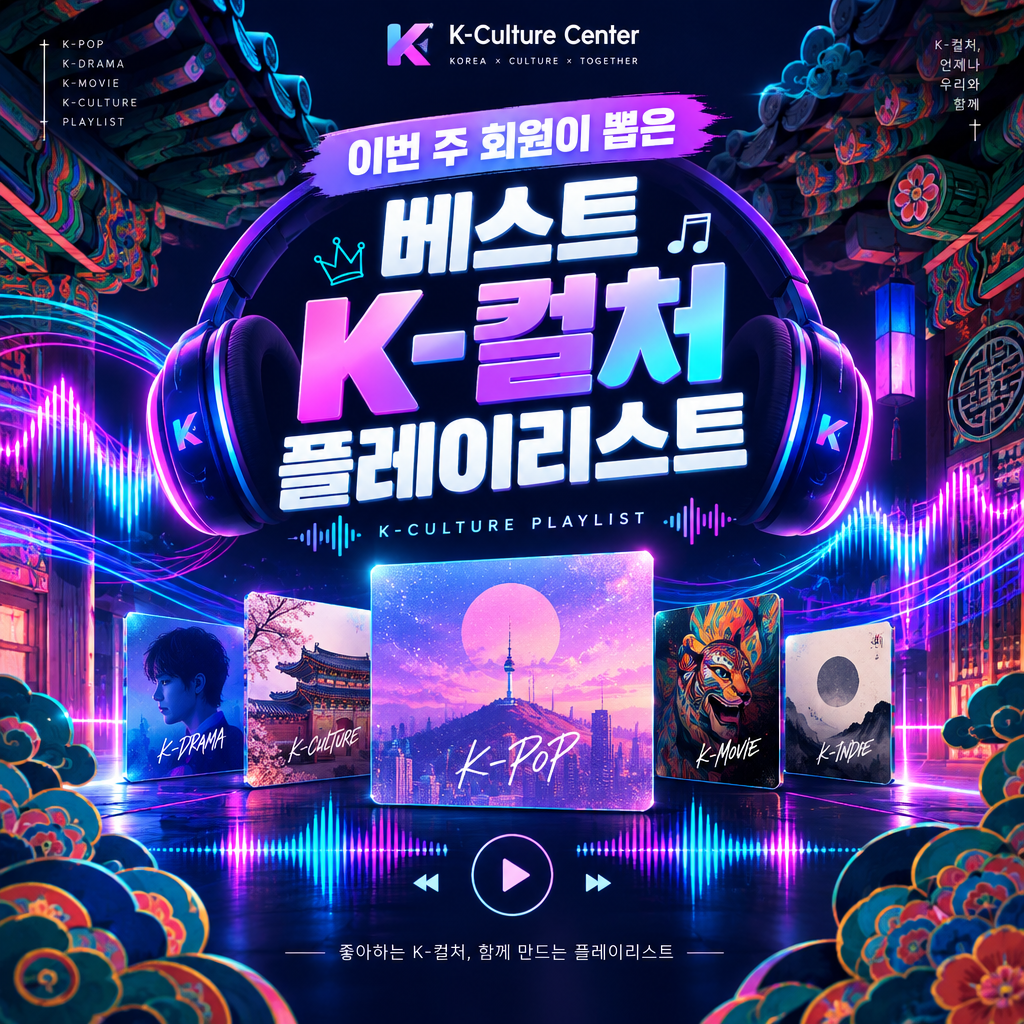 이번 주 회원이 뽑은 베스트 K-컬처 플레이리스트 홍보 숏폼 썸네일